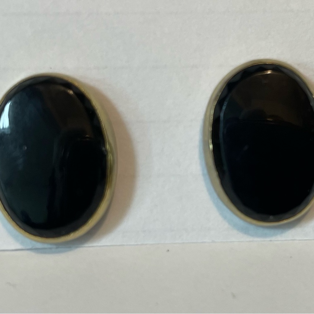 Black Oval Clip-On Earrings